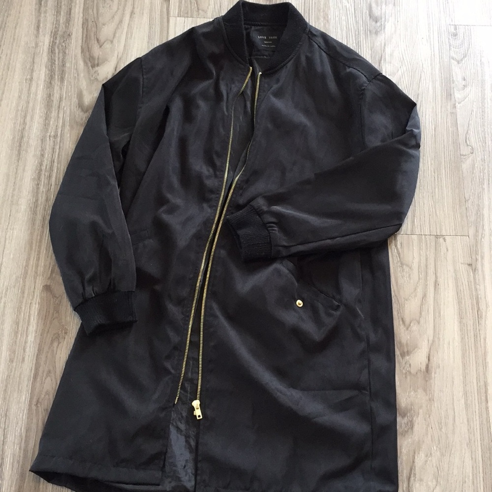 Long black tench coat